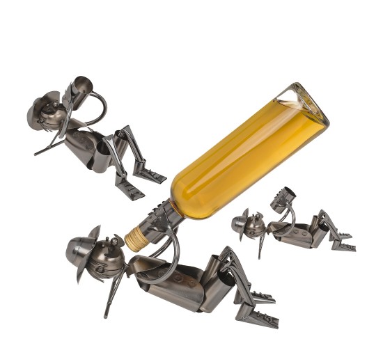 Θήκη Κρασιού Πότης Ασημί Μέταλλο 28x13x16cm