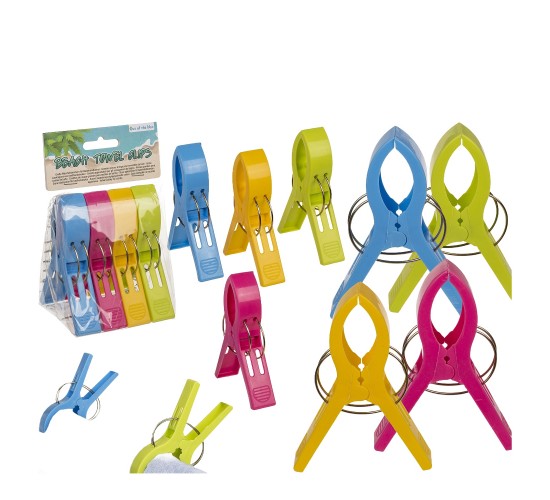 Μανταλάκια Μεγάλα Πολύχρωμα Για Πετσέτα Παραλίας Πλαστικό 12x8.5x2.3cm