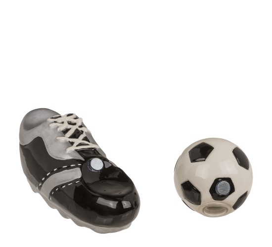 Αλατοπίπερο Παπούτσι Και Μπάλα Ποδοσφαίρου Με Μαγνήτη Δολομίτης 11.5x7.5x5cm Σετ 2Τμχ