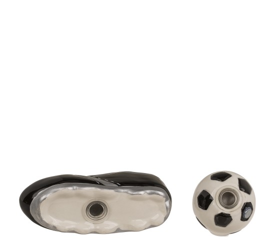 Αλατοπίπερο Παπούτσι Και Μπάλα Ποδοσφαίρου Με Μαγνήτη Δολομίτης 11.5x7.5x5cm Σετ 2Τμχ