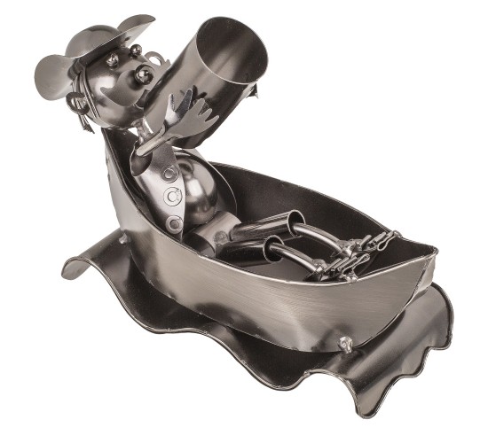 Θήκη Κρασιού Πότης Στην Μπανιέρα Ασημί Μέταλλο