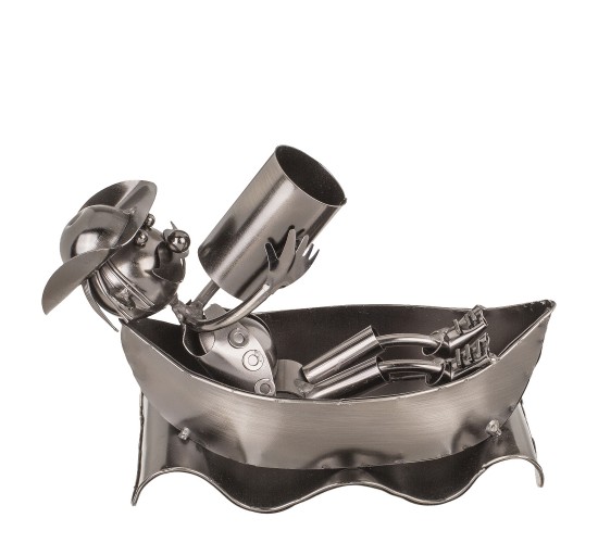 Θήκη Κρασιού Πότης Στην Μπανιέρα Ασημί Μέταλλο