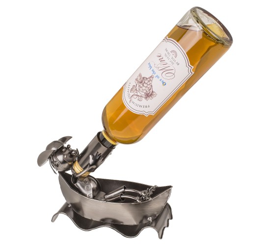 Θήκη Κρασιού Πότης Στην Μπανιέρα Ασημί Μέταλλο