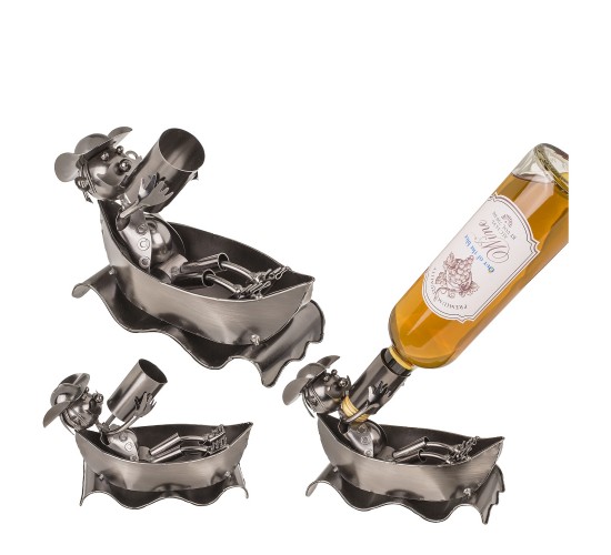 Θήκη Κρασιού Πότης Στην Μπανιέρα Ασημί Μέταλλο