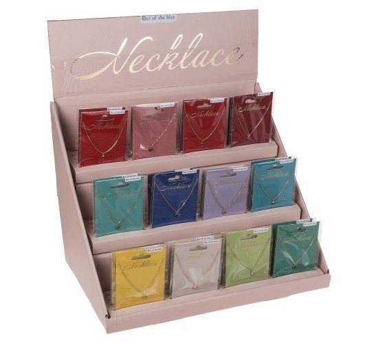 Κολιέ Με Κρύσταλλο Καρδιά Σε Συσκευασία Κάρτας Μέταλλο 50cm Σε 12 Χρώματα