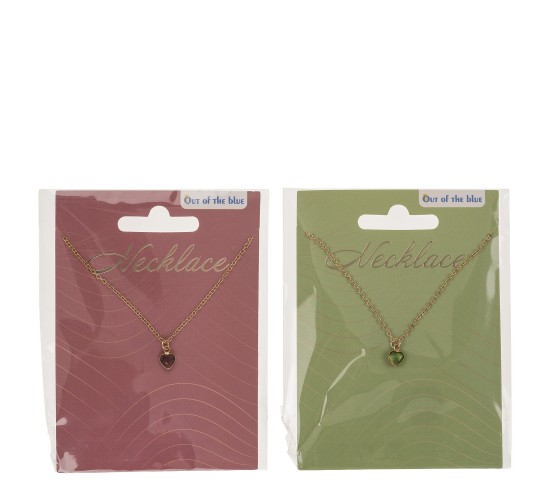 Κολιέ Με Κρύσταλλο Καρδιά Σε Συσκευασία Κάρτας Μέταλλο 50cm Σε 12 Χρώματα