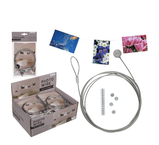 Μεταλλικό Σχοινί Για Κρέμασμα Φωτογραφιών Με 12 Μαγνήτες 190cm