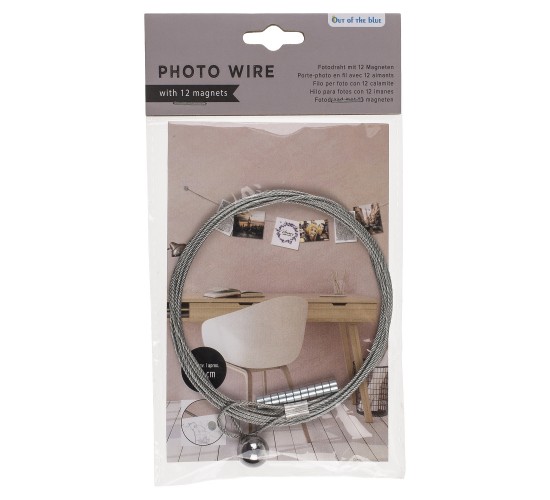 Μεταλλικό Σχοινί Για Κρέμασμα Φωτογραφιών Με 12 Μαγνήτες 190cm
