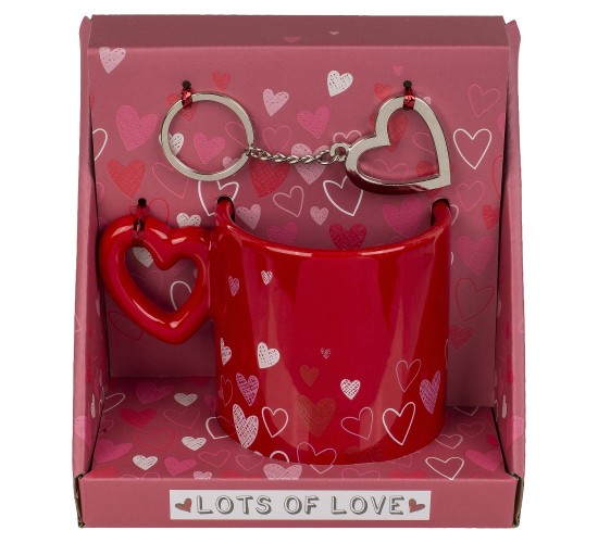 Σετ Δώρου ‘Love’ Με Κεραμική Κούπα 380ml Και Μεταλλικό Μπρελόκ 2Τμχ