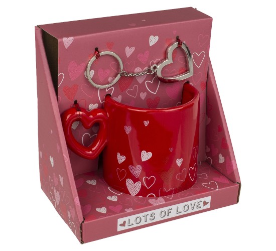 Σετ Δώρου ‘Love’ Με Κεραμική Κούπα 380ml Και Μεταλλικό Μπρελόκ 2Τμχ