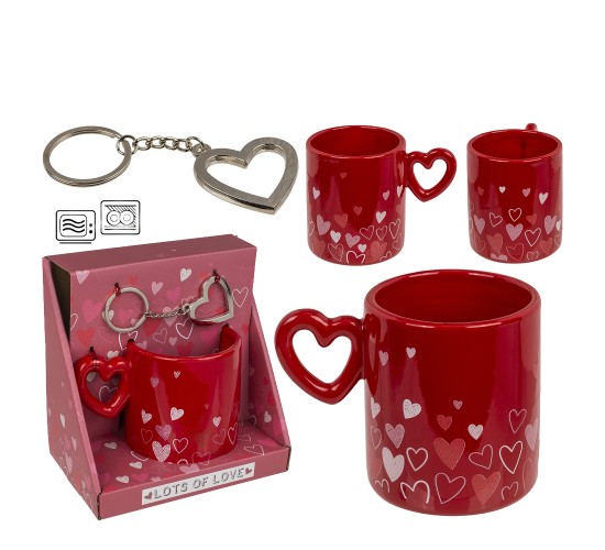 Σετ Δώρου ‘Love’ Με Κεραμική Κούπα 380ml Και Μεταλλικό Μπρελόκ 2Τμχ
