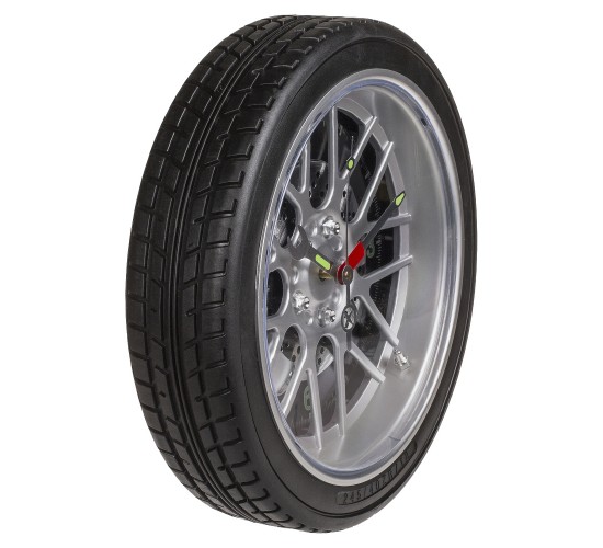 Ρολόι Τοίχου Ρόδα Αυτοκινήτου Με 16 LED Πλαστικό Φ35cm