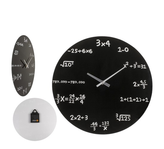 Ρολόι Τοίχου Με Μαθηματικές Εξισώσεις Μαύρο Φ35cm