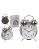 Ρολόι Επιτραπέζιο Με Ξυπνητήρι Ασημί Μέταλλο 17x11cm