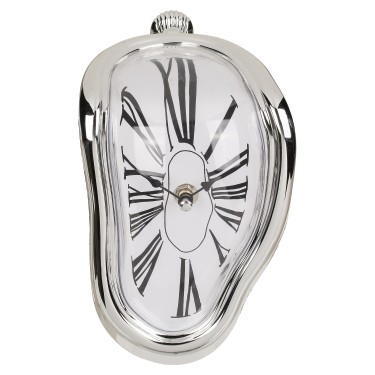 Ρολόι Επιτραπέζιο Χρόνος Που Λιώνει Ασημί Πλαστικό 18x13cm