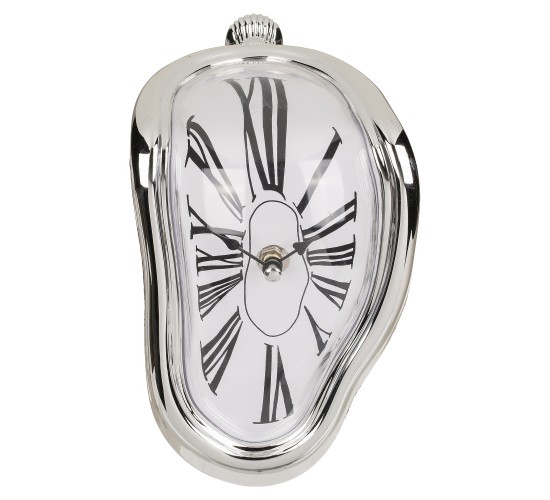 Ρολόι Επιτραπέζιο Χρόνος Που Λιώνει Ασημί Πλαστικό 18x13cm