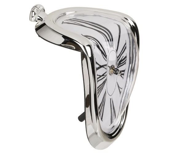 Ρολόι Επιτραπέζιο Χρόνος Που Λιώνει Ασημί Πλαστικό 18x13cm