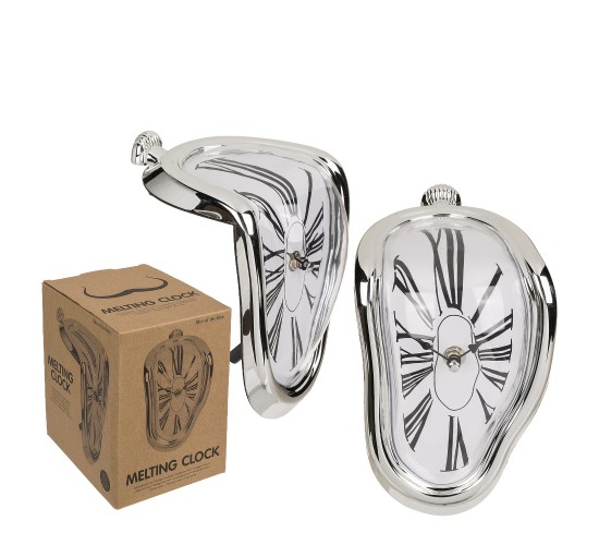 Ρολόι Επιτραπέζιο Χρόνος Που Λιώνει Ασημί Πλαστικό 18x13cm