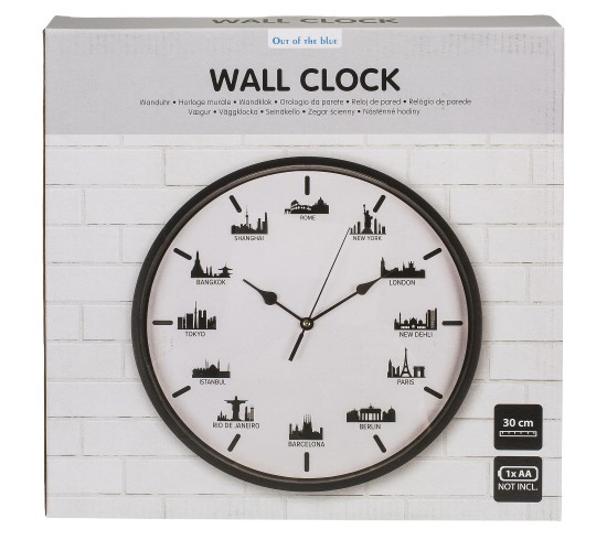 Ρολόι Τοίχου Skylines Λευκό/Μαύρο Πλαστικό Φ30cm