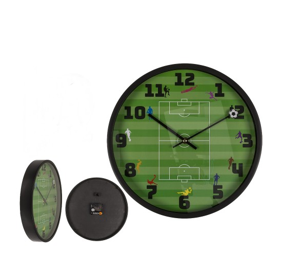 Ρολόι Τοίχου Ποδόσφαιρο Πράσινο Πλαστικό Φ30cm