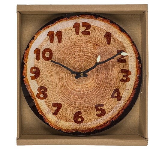 Ρολόι Τοίχου Κορμός Δέντρου Καφέ Πλαστικό 27x30x4cm