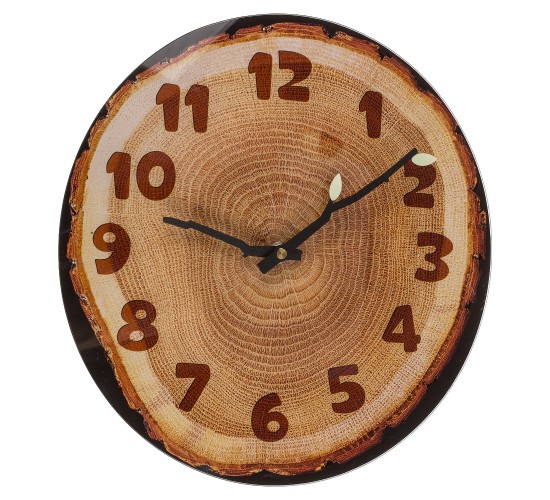 Ρολόι Τοίχου Κορμός Δέντρου Καφέ Πλαστικό 27x30x4cm