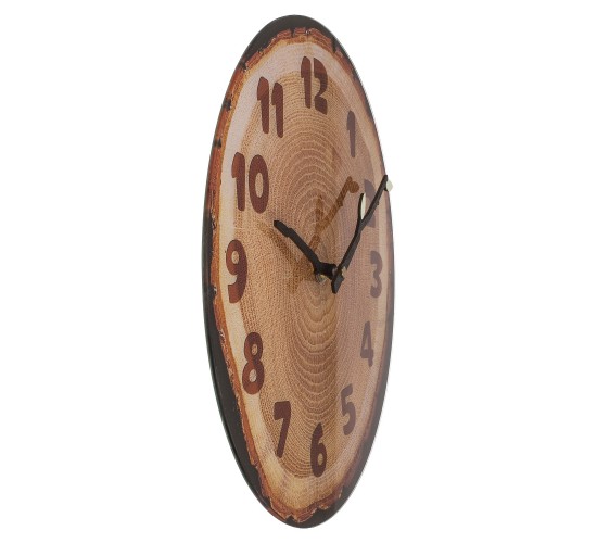 Ρολόι Τοίχου Κορμός Δέντρου Καφέ Πλαστικό 27x30x4cm