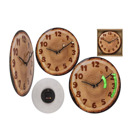 Ρολόι Τοίχου Κορμός Δέντρου Καφέ Πλαστικό 27x30x4cm