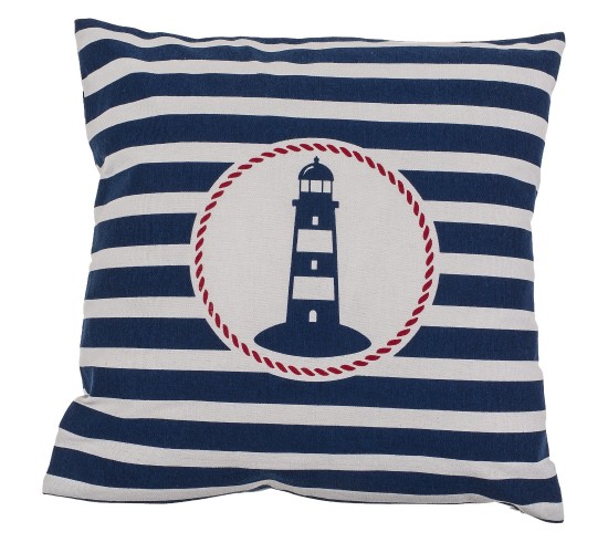 Διακοσμητικό Μαξιλάρι Φάρος Με Φερμουάρ Μπλε/Λευκό 64%  Polyester/19%  Βαμβάκι/17%  Βισκόζη 40x40cm 1Τμχ