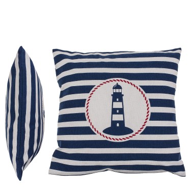 Διακοσμητικό Μαξιλάρι Φάρος Με Φερμουάρ Μπλε/Λευκό 64%  Polyester/19%  Βαμβάκι/17%  Βισκόζη 40x40cm 1Τμχ