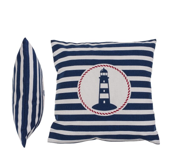 Διακοσμητικό Μαξιλάρι Φάρος Με Φερμουάρ Μπλε/Λευκό 64%  Polyester/19%  Βαμβάκι/17%  Βισκόζη 40x40cm 1Τμχ