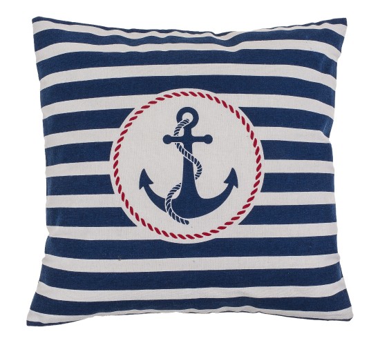 Διακοσμητικό Μαξιλάρι Άγκυρα Με Φερμουάρ Μπλε/Λευκό 64%  Polyester/19%  Βαμβάκι/17%  Βισκόζη 40x40cm 1Τμχ