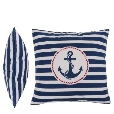 Διακοσμητικό Μαξιλάρι Άγκυρα Με Φερμουάρ Μπλε/Λευκό 64%  Polyester/19%  Βαμβάκι/17%  Βισκόζη 40x40cm 1Τμχ