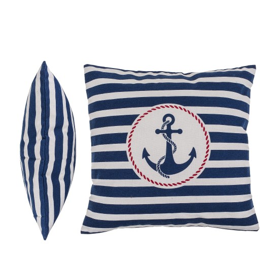 Διακοσμητικό Μαξιλάρι Άγκυρα Με Φερμουάρ Μπλε/Λευκό 64%  Polyester/19%  Βαμβάκι/17%  Βισκόζη 40x40cm 1Τμχ