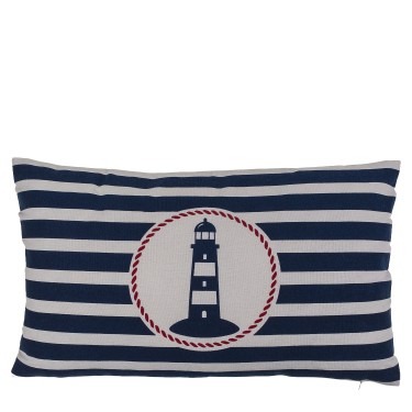 Διακοσμητικό Μαξιλάρι Φάρος Με Φερμουάρ Μπλε/Λευκό 64%  Polyester/19%  Βαμβάκι/17%  Βισκόζη 30x50cm 1Τμχ