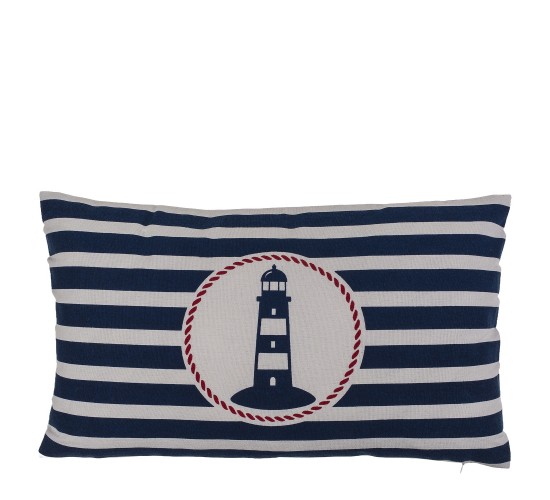 Διακοσμητικό Μαξιλάρι Φάρος Με Φερμουάρ Μπλε/Λευκό 64%  Polyester/19%  Βαμβάκι/17%  Βισκόζη 30x50cm 1Τμχ