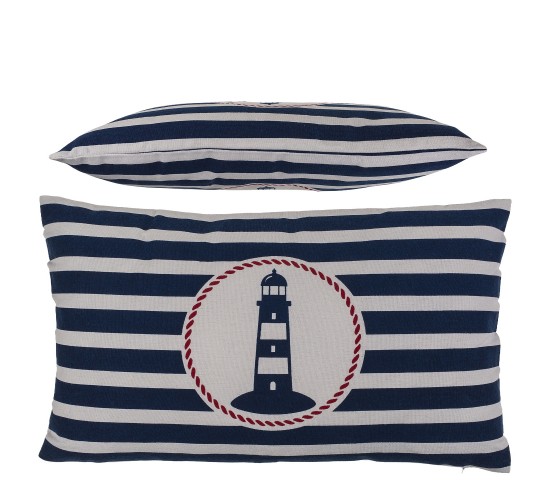 Διακοσμητικό Μαξιλάρι Φάρος Με Φερμουάρ Μπλε/Λευκό 64%  Polyester/19%  Βαμβάκι/17%  Βισκόζη 30x50cm 1Τμχ