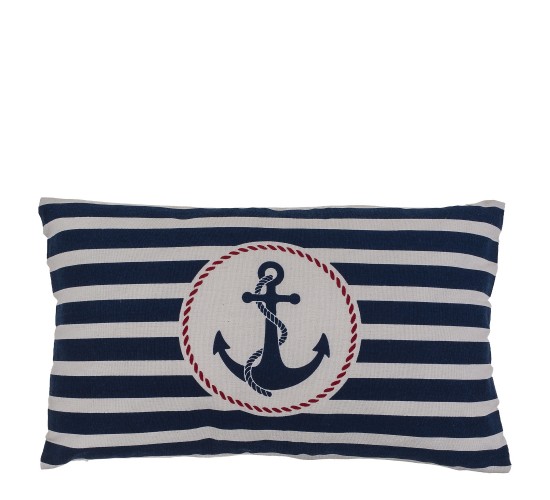 Διακοσμητικό Μαξιλάρι Άγκυρα Με Φερμουάρ Μπλε/Λευκό 64%  Polyester/19%  Βαμβάκι/17%  Βισκόζη 30x50cm 1Τμχ
