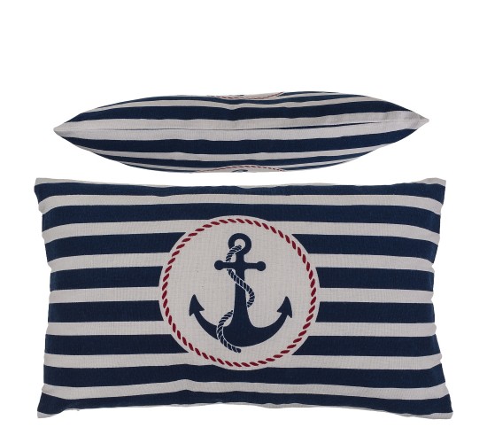 Διακοσμητικό Μαξιλάρι Άγκυρα Με Φερμουάρ Μπλε/Λευκό 64%  Polyester/19%  Βαμβάκι/17%  Βισκόζη 30x50cm 1Τμχ