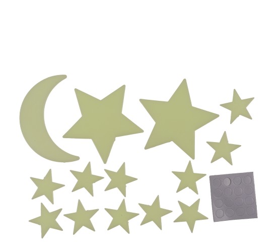 Αυτοκόλλητα Τοίχου Που Φωσφορίζουν Αστέρια Και Πλανήτες Σετ 15Τμχ Σε 3 Σχέδια