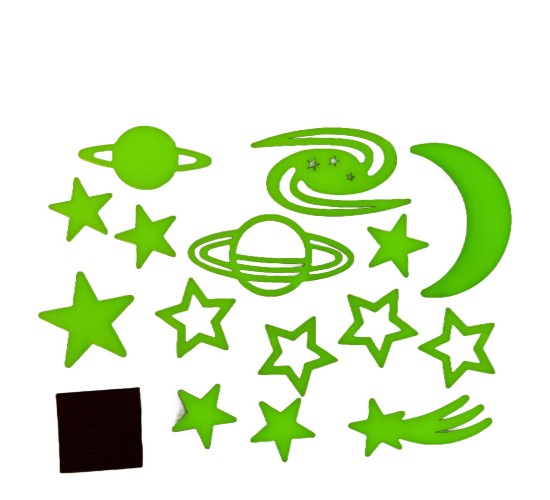 Αυτοκόλλητα Τοίχου Που Φωσφορίζουν Αστέρια Και Πλανήτες Σετ 15Τμχ Σε 3 Σχέδια