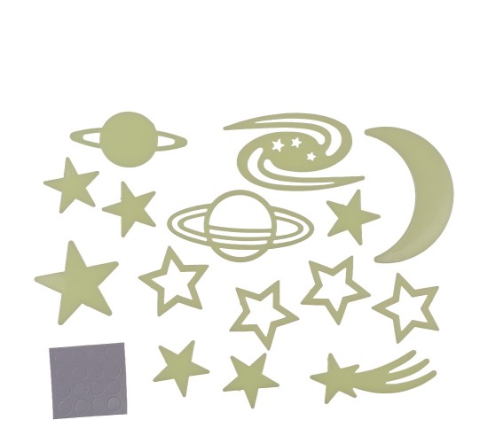 Αυτοκόλλητα Τοίχου Που Φωσφορίζουν Αστέρια Και Πλανήτες Σετ 15Τμχ Σε 3 Σχέδια