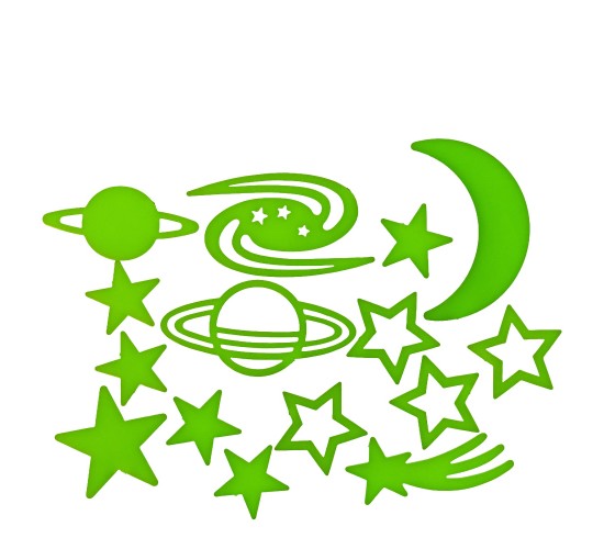 Αυτοκόλλητα Τοίχου Που Φωσφορίζουν Αστέρια Και Πλανήτες Σετ 15Τμχ Σε 3 Σχέδια