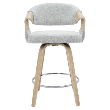 Σκαμπό Bar ArteLibre VIONARA Ανοιχτό Γκρι/Φυσικό 55x52.5x95cm