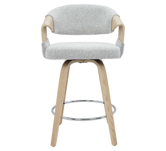 Σκαμπό Bar ArteLibre VIONARA Ανοιχτό Γκρι/Φυσικό 55x52.5x95cm