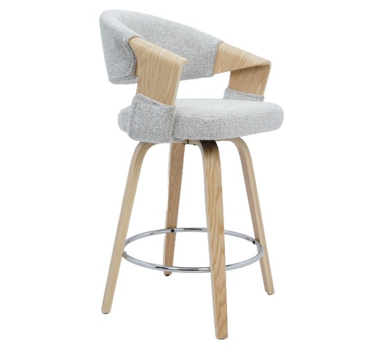 Σκαμπό Bar ArteLibre VIONARA Ανοιχτό Γκρι/Φυσικό 55x52.5x95cm