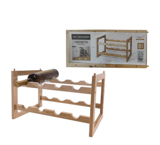 Μπουκαλοθήκη Με 8 Θέσεις Φυσικό Ξύλο 41.5x24x26cm
