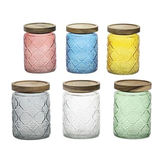 Βάζο Γυαλί Με Ερμητικό Καπάκι 700ml Φ10x14cm Σε 6 Χρώματα
