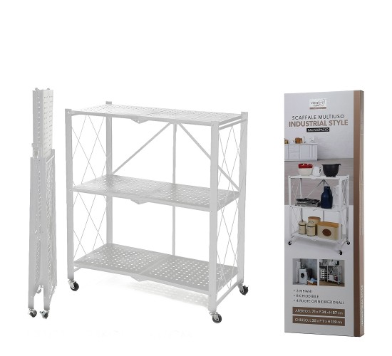 Ράφι Πτυσσόμενο Με Ρόδες Λευκό Μέταλλο 71x36x87cm