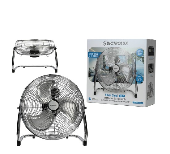 Ανεμιστήρας Δαπέδου Silver Steel Χρωμέ Φ51cm 120W